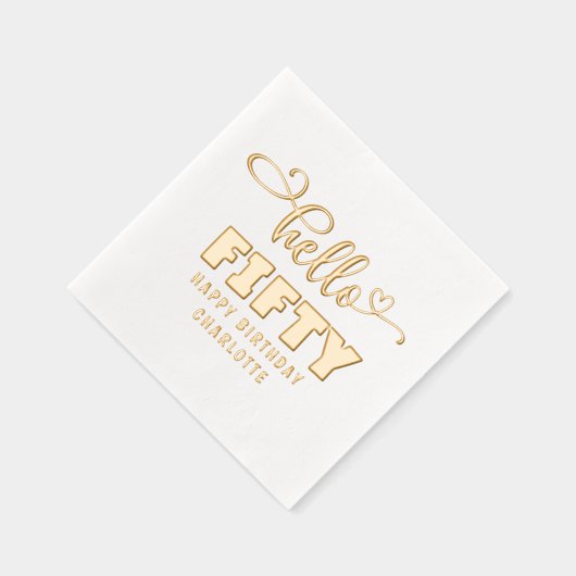 ハローフィフティファイティート50誕生日 パーソナライズされた 箔ナプキン (右)