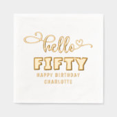 ハローフィフティファイティート50誕生日 パーソナライズされた 箔ナプキン (正面)