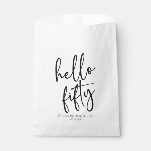 ハローフィフティミニマリスト50th誕生日パーティー フェイバーバッグ (正面)