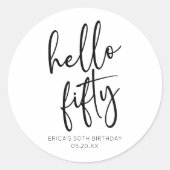 ハローフィフティミニマリスト50th誕生日パーティー ラウンドシール (正面)