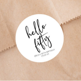 ハローフィフティミニマリスト50th誕生日パーティー ラウンドシール