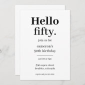 ハローフィフティモダンシック50th誕生日パーティー 招待状 (正面/裏面)