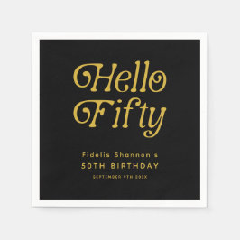 ハローフィフティレトロ50th誕生日パーティー スタンダードカクテルナプキン