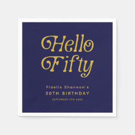 ハローフィフティレトロ50th誕生日パーティー スタンダードカクテルナプキン