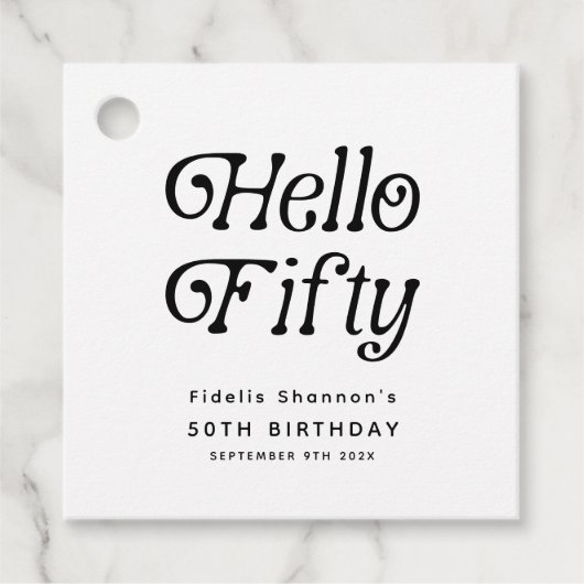 ハローフィフティレトロ50th誕生日パーティー フェイバータグ (正面)