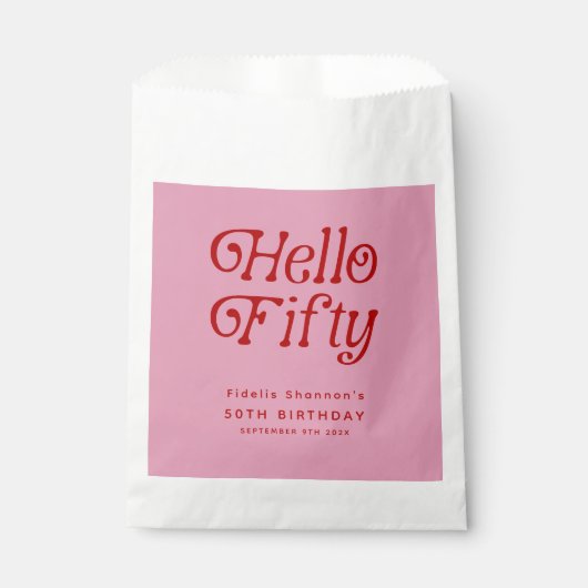 ハローフィフティレトロ50th誕生日パーティー フェイバーバッグ (正面)