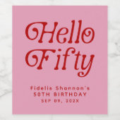 ハローフィフティレトロ50th誕生日パーティー ワインラベル (シングルラベル)