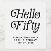 ハローフィフティレトロ50th誕生日パーティー ワインラベル (シングルラベル)