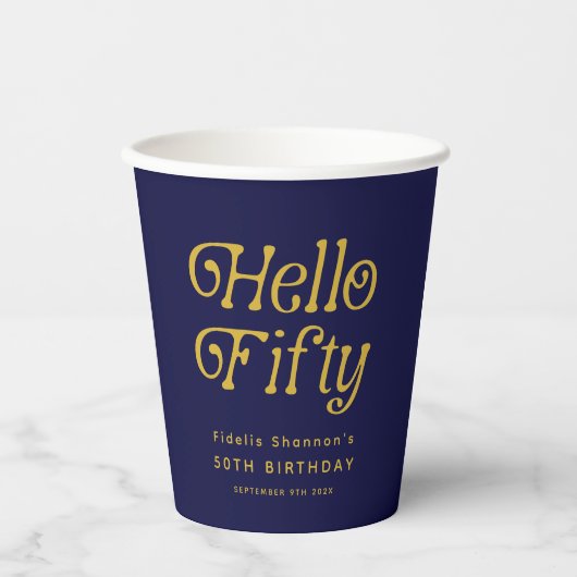 ハローフィフティレトロ50th誕生日パーティー 紙コップ (正面)