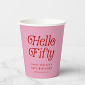 ハローフィフティレトロ50th誕生日パーティー 紙コップ (正面)