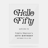 ハローフィフティレトロ | 50誕生日ウェルカムサイン アクリルサイン (正面)