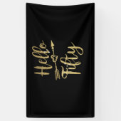 ハローフィフティ誕生日50th誕生日 横断幕 (縦)