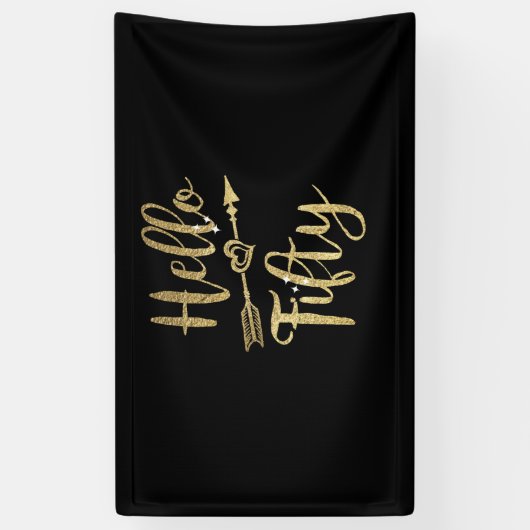 ハローフィフティ誕生日50th誕生日 横断幕 (縦)