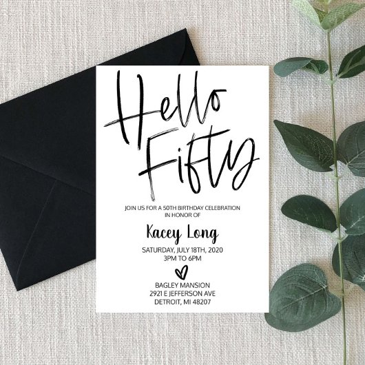 ハローフィフティ50th誕生日招待状 招待状