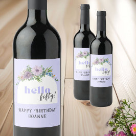 ハローフィフティ – カスタムデリケート花模様 ワインラベル