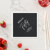 ハローフィフティ |ブラックモダン50thバースデーパーティー スタンダードカクテルナプキン (インサイチュ)