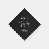 ハローフィフティ |ブラックモダン50thバースデーパーティー スタンダードカクテルナプキン (角)