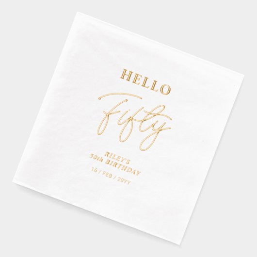 ハローフィフティ | モダン第50回誕生日パーティー 箔ナプキン (左)