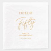 ハローフィフティ | モダン第50回誕生日パーティー 箔ナプキン (正面)