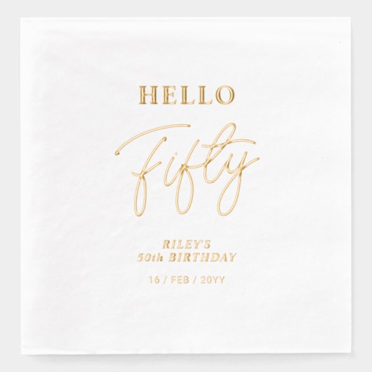 ハローフィフティ | モダン第50回誕生日パーティー 箔ナプキン (正面)