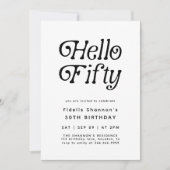 ハローフィフモダンィティレトロ50誕生日 招待状 (正面)
