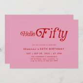 ハローフィフモダンィティレトロ50誕生日 招待状 (正面/裏面)