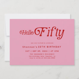 ハローフィフモダンィティレトロ50誕生日 招待状