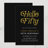 ハローフィフモダンィティレトロ50誕生日 招待状 (正面/裏面)