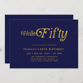 ハローフィフモダンィティレトロ50th誕生日招待状 招待状 (正面/裏面)