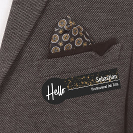 ハローフェイク金ゴールド《写真》ぼけ味ブラック&金ゴールドプロフェッショナル 名札