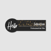 ハローフェイク金ゴールド《写真》ぼけ味ブラック&金ゴールドプロフェッショナル 名札 (正面)