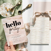 ハローフォーティピンクモダン金ゴールド40歳シンプルの誕生日 招待状