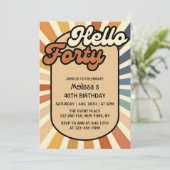 ハローフォーティブラウンレトロサングルービーウェーブ誕生日 招待状 (スタンド正面)