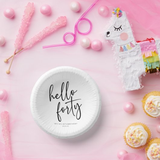 ハローフォーティミニマリスト40th誕生日パーティー ペーパーボウル (パーティー)