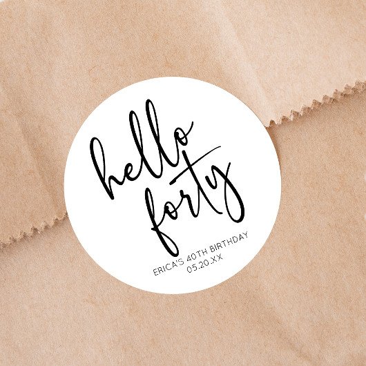ハローフォーティミニマリスト40th誕生日パーティー ラウンドシール