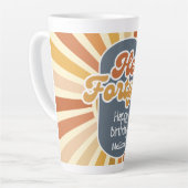 ハローフォーティレトロサングルービーウェーブ40th誕生日 カフェラテマグ (左アングル)