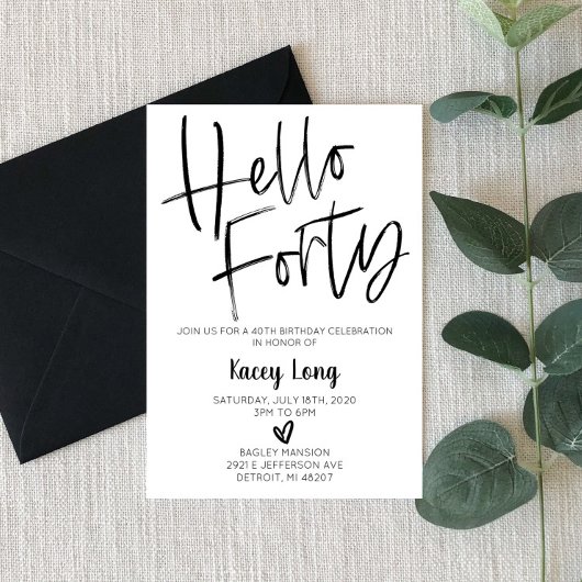 ハローフォーティ四十歳の誕生日招待状 招待状