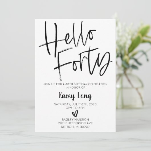 ハローフォーティ四十歳の誕生日招待状 招待状 (スタンド正面)