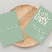 ハローフォーティ40歳の誕生日モダンセージミニマル 招待状