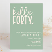 ハローフォーティ40歳の誕生日モダンセージミニマル 招待状
