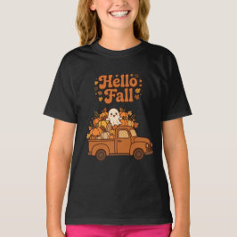 ハローフォール ゴースト トラック パンプキン 花 あったか 秋 Tシャツ