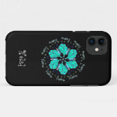 ハローフラッターアクアブルーバタフライマンダラ Case-Mate iPhoneケース (裏面(横))