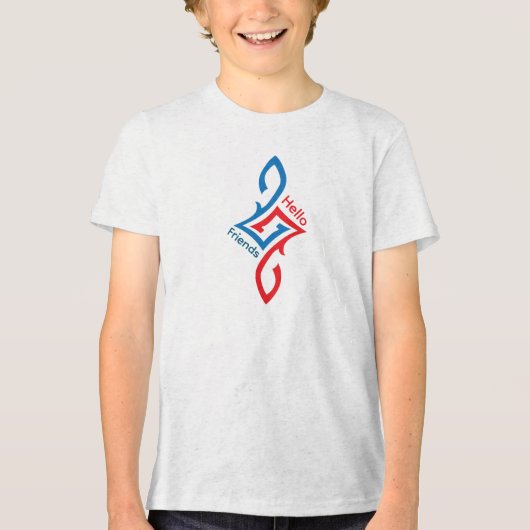 ハローフレンズシンプルハッピーグリーティングデザイン トライブレンドTシャツ (正面)