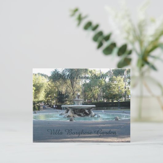 ハローフロムイタリアヴィラボルゲゼガーデンファウンテン ポストカード (スタンド正面)