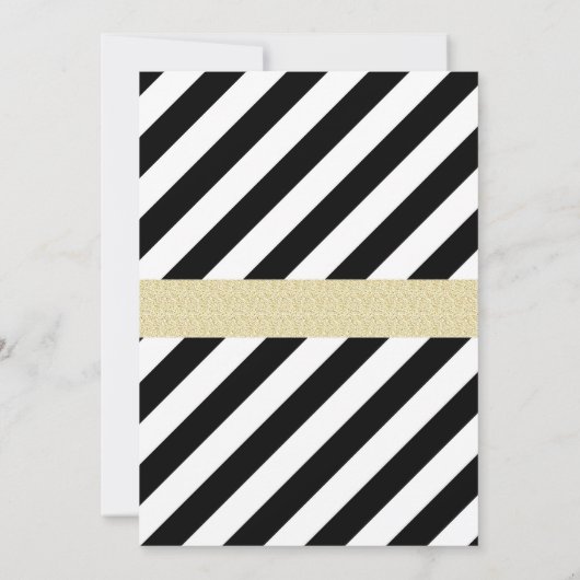 ハローブラックと金ゴールドグリッター誕生日招待状 招待状 (裏面)