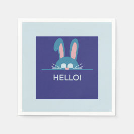 ハローブルーイースターバニー スタンダードカクテルナプキン