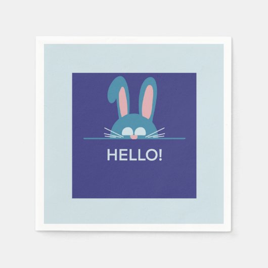 ハローブルーイースターバニー スタンダードカクテルナプキン (正面)