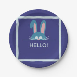 ハローブルーイースターバニー ペーパープレート