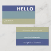 ハローブルーカーキカラーパレットミニマルクラシック 名刺 (正面/裏面)