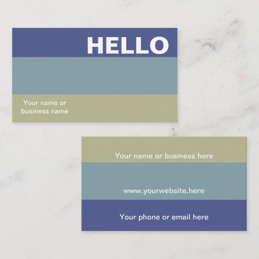 ハローブルーカーキカラーパレットミニマルクラシック 名刺 (正面/裏面)